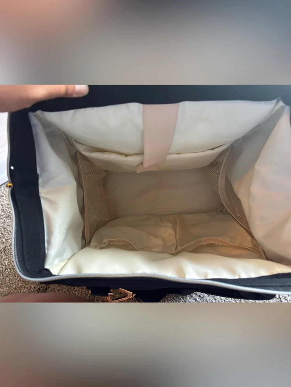 Black Quilted Baby Bag Tote with Gold Accents